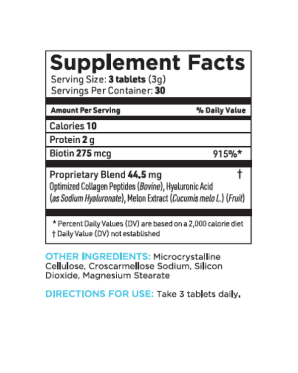 Unflavored Collagen supplement facts